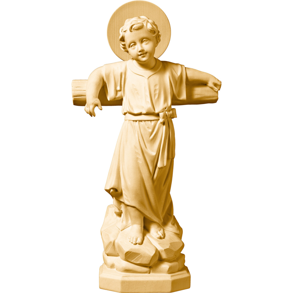 Niño Jesús de pie con cruz y aureola